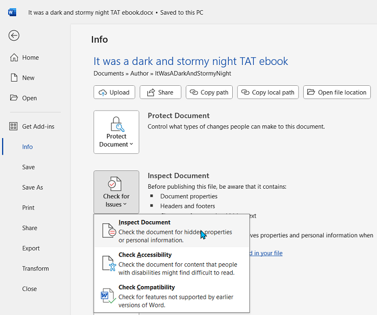 MS Word Document Inspector 1