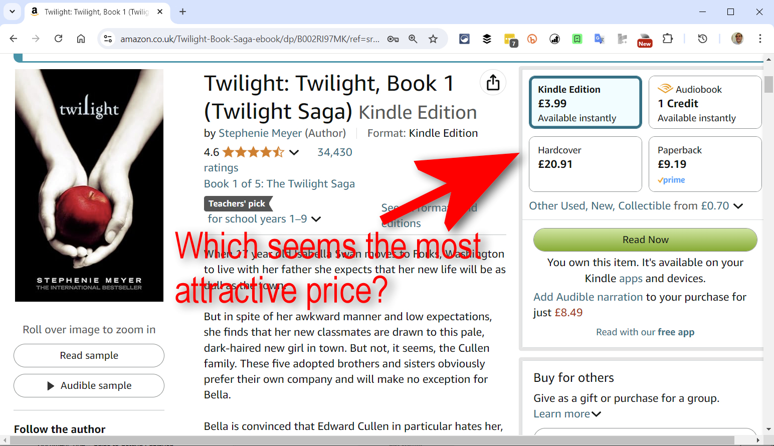 A £20  hardback price makes a £3.99 price attractive to those who just want a story.