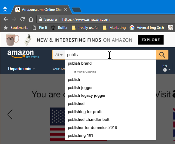 Amazon predictive text
